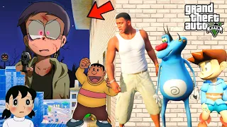 GTA5: Evil Nobita Kidnapped Franklin, Suneo,Shizuka,Kicko Play Mystery Ramp With Jack & Doraemon