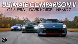 2024 Mustang Dark Horse vs Nissan Z Nismo vs GR Supra | Laps, Dyno, Arguements