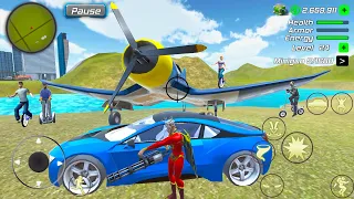 Amazing Superhero Flying in Airplane BMW i8 Car Driver Rope Spiderhero Simulator - Android Gameplay.
