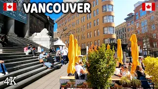 🇨🇦 【4K】☀️  Amazing Sunny Saturday in Downtown Vancouver BC, Canada.  March 16 2024. Travel Canada.
