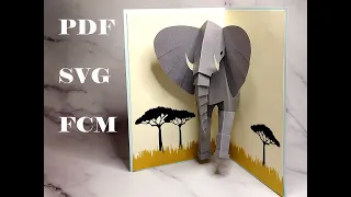 Elephant Pop-Up Card - SVG/PDF File - Assembly Tutorial