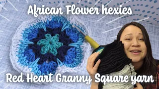✨how to crochet African Flower hexies using Red Heart Granny Square yarn✨