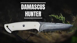 Knife Making - Handforged DAMASCUS Hunting Knife w/ Elephant Ivory (synthetic) Handle