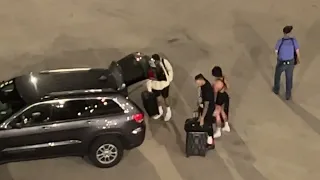 Rhea Ripley, Dominik Mysterio, Damien Priest, ￼in Parking Lot After PayBack Live Event 2023