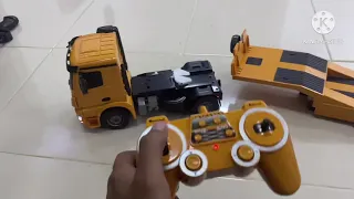 Double e RC trailer truck unboxing and review by purple toys