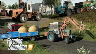 FS19 |Карта Kolonia 1990| Перевозка тюков ЮМЗ-6КЛ, внесение удобрений Т-150К, пахота поля К-744Р2