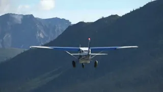 Cessna 206 Stationair II takeoff from gravel bar airstrip at upper Ambler river