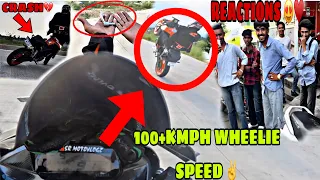 Ktm Wheelie on 100+kmph FAILS 😱|| College Students reaction on wheelies😍 @samstuntz1987