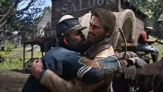 Red Dead Redemption 2 - Arthur Meets Homeless Veteran & Hugs Him Cutscene