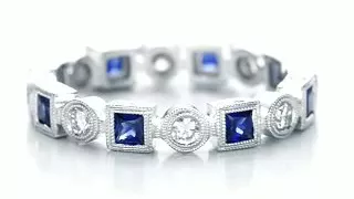 Stackable Diamond and Blue Sapphire Eternity Band