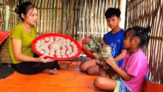 Using ingredients from rice flour and bananas to wrap cakes, pick oranges goes to the market sell