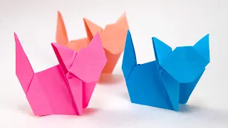 ОРИГАМИ КОТИК из бумаги |  Кошка оригами | ORIGAMI paper CAT | Cat #origami #origamicraft