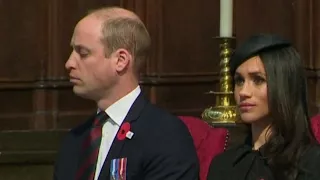 Meghan Markle Sits Next to Sleepy Prince William at Memorial Service