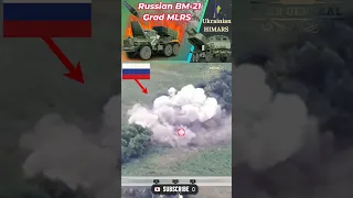 Ukrainian forces use HIMARS to destroy Russian Msta B howitzers and BM 21 Grad MLRS, #shorts