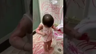 cute boy destroyed toilet room viral video