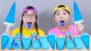 Blue Food Ice Cream DONA Mukbang