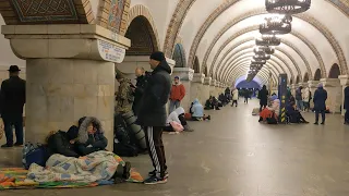 Ukrainians find shlelter inside a Kyiv metro station as Russian invasion continues | AFP