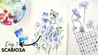 Flower Color Guide Summer Paint Party | Day 7: BLUE Scabiosa