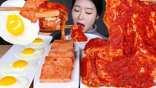 ASMR MUKBANG | THE SPICIEST KIMCHI IN KOREA 🔥 SPICY SILBI KIMCHI & SPAM & SUNNI-SIDE-UP EGGS & RICE