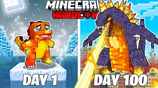 I Survived 100 Days as LAVA GODZILLA in HARDCORE Minecraft