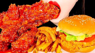 ASMR KFC SPICY FRIED CHICKEN ZINGER BURGER 징거버거 블랙라벨치킨 먹방 MUKBANG EATING SOUNDS 咀嚼音モッパン | ZOEY ASMR