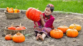 Harvesting RUBY PUMPKIN - 2 Year Alone in Forest