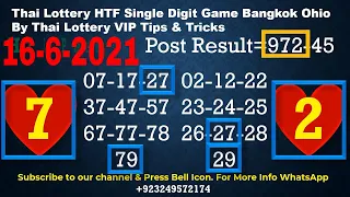 16-6-2021 Thai Lottery HTF Single Digit Game Bangkok Ohio By Thai Lottery VIP Tips & Tricks