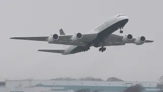 [4K] SAMARITAN'S PURSE DOUGLAS DC8 Wet Takeoff at Prestwick Airport