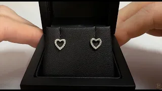 LFED313: Diamond Heart Stud Earrings 0.12ct, 9k Gold