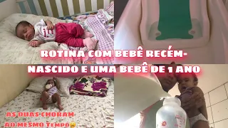 ROTINA COM UMA RECÉM-NASCIDA E UMA BEBÊ DE 1 ano SOZINHA/uma manhã-tarde comigo com duas bebês💕