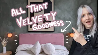 *thick* diy velvet headboard for a colorful minimal bedroom makeover! w/ @AlexandraGater  ✨