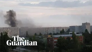 Footage shows moment of explosion at town near Zaporizhzhia nuclear plant