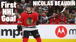 Nicolas Beaudin #74 (Chicago Blackhawks) first NHL goal Feb 11, 2021