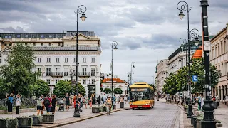 Warsaw Tour Downtown - Warsaw City Poland , 4K 60fps, City Walk - Travel Walk Tour,