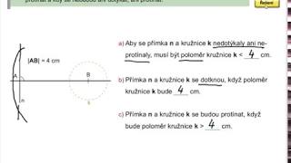 Opakování (vzájemná poloha přímky a kružnice), Geometrie pro 5.roč., str. 12, cv. 1