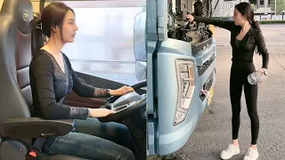 Female Truck Driver Yang Xiaoying Quick Delivery and Trailer Repair