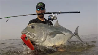 GT Giant Trevally Land Based Popping Crazy Underwater Fight Red Sea