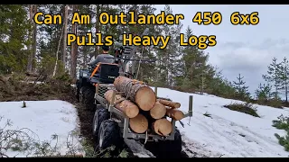 Loading Heavy Logs On Timber Trailer ( UPHILL )