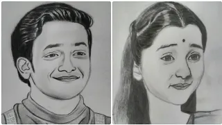 Drawing of Pravisht Mishra and Aurra Bhatnagar Badoni as Anirudh and Bondita || Barrister Babu