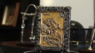 Икона Георгий Победоносец с сусальным золотом (настольная/настенная)