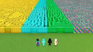 ALL BLOCK INFINITY MAZE CHALLENGE! Minecraft NOOB vs PRO vs HACKER vs GOD! 100% TROLLING HARD LONG