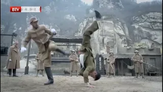 Japanese Lieutenant Colonel VS Chinese Kung Fu Master. Fall-down Style. Martial Arts Fight Scene