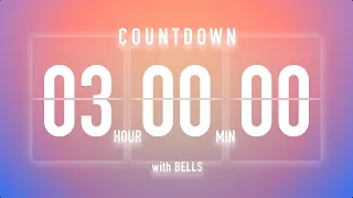 3 Hours Countdown Timer Flip Clock / + Bells 🔔🌅