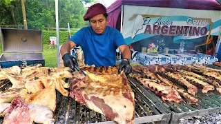 Giant Grills with Meat from Argentina. Asado, Ribs, Sausages and more. Italy Street Food Fair