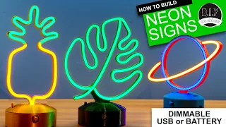 How To Make DESKTOP NEON SIGNS  - 3D Printable, Battery or USB powered & Dimmable!