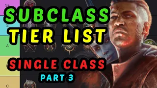 SUBCLASS TIER LIST - Single Class Characters -  Baldur's Gate 3 Honour Mode Guide Part 3