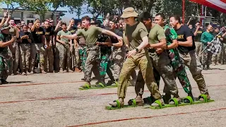 Military Fun - U.S. Army Soldiers Tries Indonesian Traditional Game