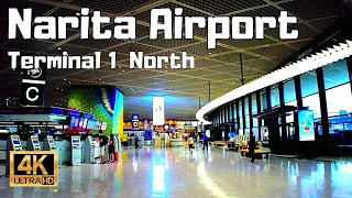 【4K Japan Walk】Narita Airport Terminal 1 North wing. International Airport in Tokyo Japan.