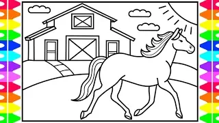 How to Draw a Horse for Kids 💙💜🐴 Horse Drawing for Kids | Horse Coloring Pages for Kids