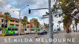South Melbourne Tram Travel Tour | St Kilda Beach Walk | Australia Walking Tour 4K 2023
